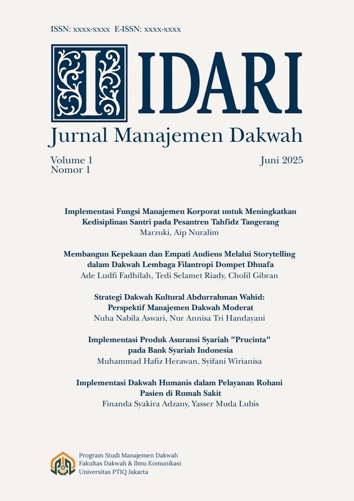					View Vol. 1 No. 1 (2024): IDARI: Jurnal Manajemen Dakwah
				