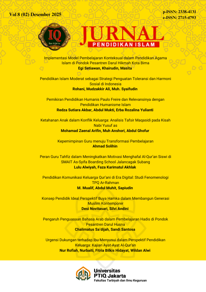 					View Vol. 8 No. 02 (2025): IQ (Ilmu Al-qur’an): Jurnal Pendidikan Islam
				