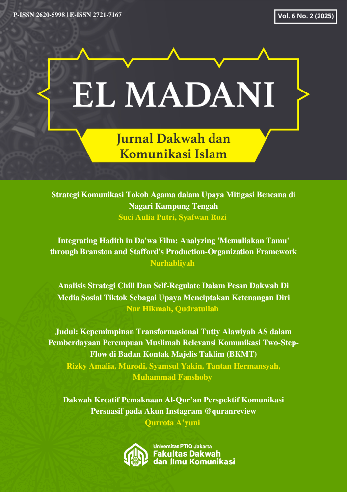 					View Vol. 6 No. 02 (2025): El-Madani: Jurnal Dakwah dan Komunikasi Islam
				